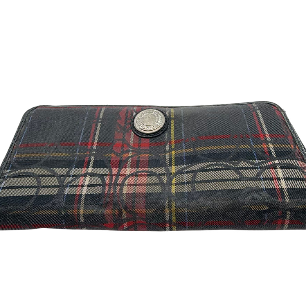 Coach Signature C Plaid Black Coated Canvas Wallet